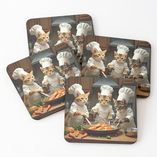 Item preview, Three Feline Chefs Preparing a Gourmet Meal designed and sold by Teeshirtstoday.com.