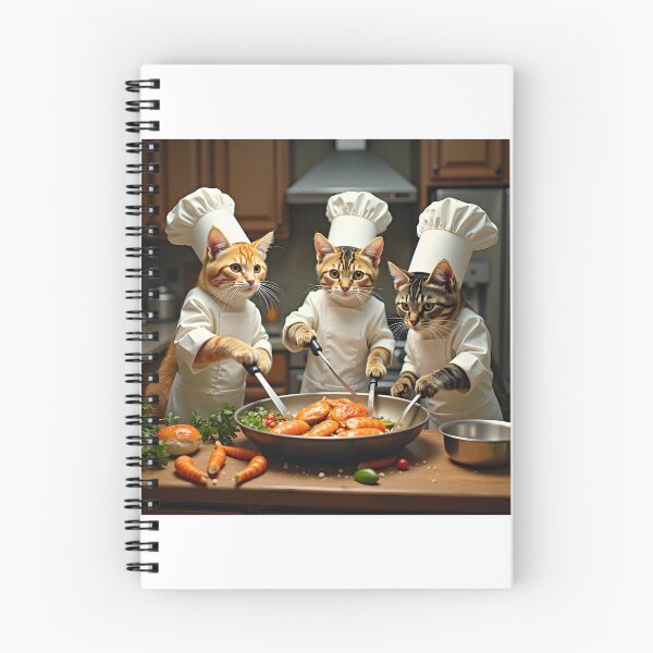 Item preview, Three Feline Chefs Preparing a Gourmet Meal designed and sold by Teeshirtstoday.com.