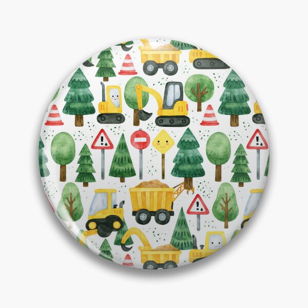 Item preview, Cute Cartoon Diggers and Green Trees Seamless Pattern designed and sold by Piotrek0001.