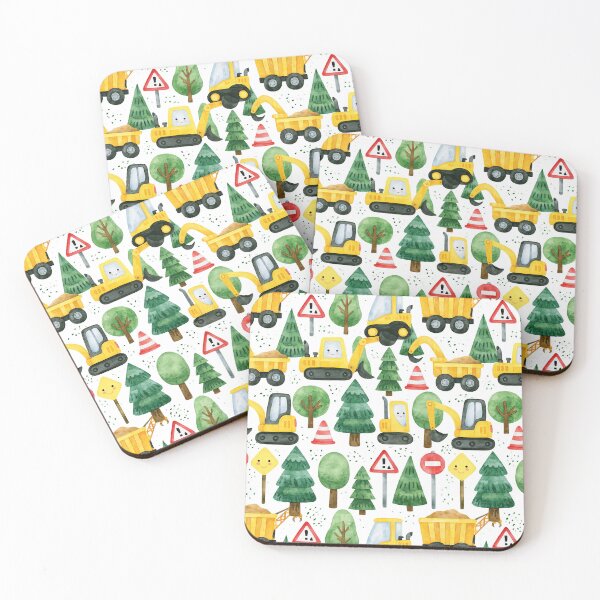 Item preview, Cute Cartoon Diggers and Green Trees Seamless Pattern designed and sold by Piotrek0001.