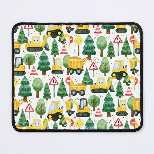Item preview, Cute Cartoon Diggers and Green Trees Seamless Pattern designed and sold by Piotrek0001.