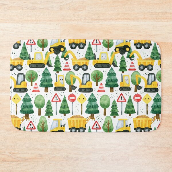 Item preview, Cute Cartoon Diggers and Green Trees Seamless Pattern designed and sold by Piotrek0001.