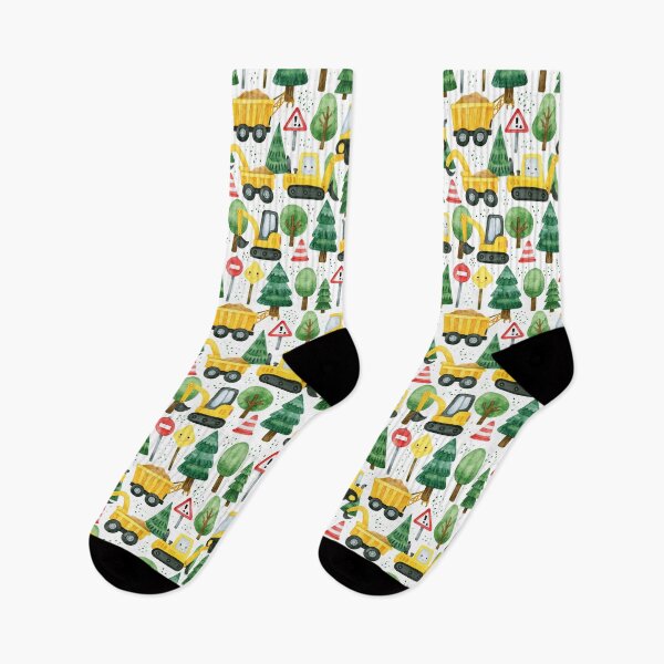Item preview, Cute Cartoon Diggers and Green Trees Seamless Pattern designed and sold by Piotrek0001.