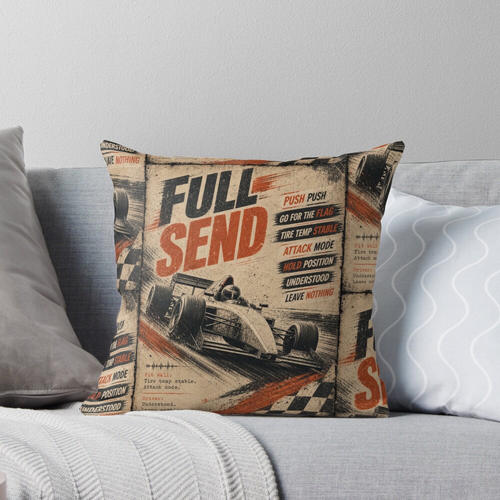 Vintage Pit Radio: One Racing Design, On Everything — Throw Pillow