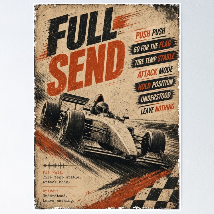 Vintage Pit Radio: One Racing Design, On Everything — Poster