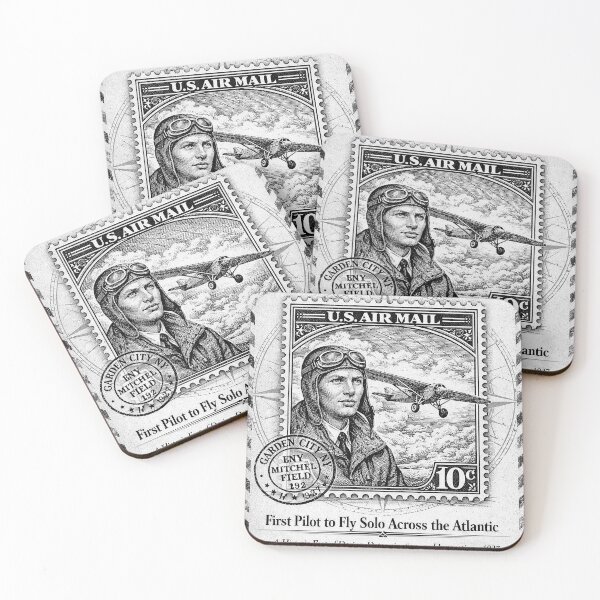 Item preview, Charles Lindbergh Vintage Aviation Stamp Poster designed and sold by 9xgraphics.