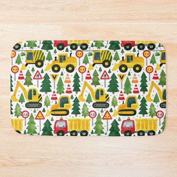 Item preview, Watercolor Diggers and Traffic Signs Seamless Pattern designed and sold by Piotrek0001.