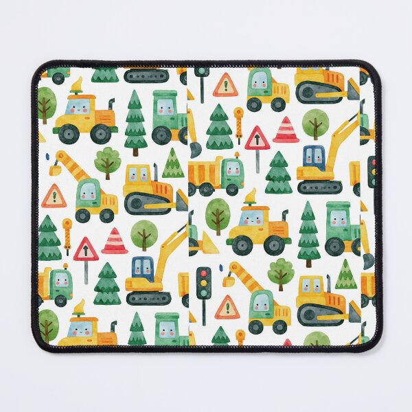 Item preview, Yellow Dump Trucks and Excavators Nursery Pattern designed and sold by Piotrek0001.