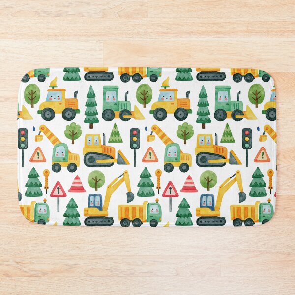 Item preview, Yellow Dump Trucks and Excavators Nursery Pattern designed and sold by Piotrek0001.