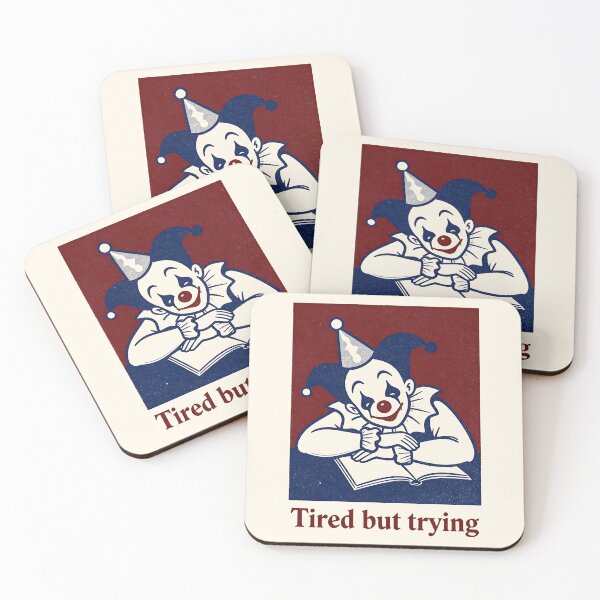 Item preview, Tired But Trying Funny Sad Clown Student Meme Retro Art designed and sold by LumePrint.