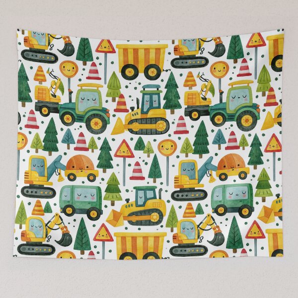 Item preview, Dense Construction Vehicles and Signs Kids Pattern designed and sold by Piotrek0001.