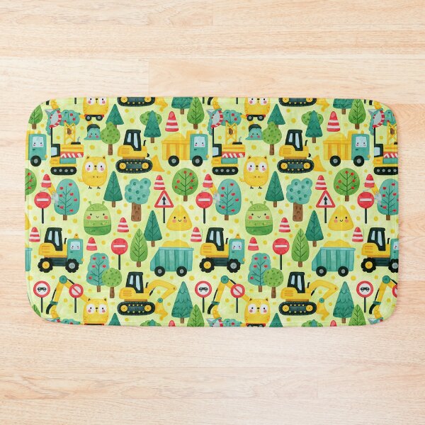 Item preview, Cartoon Construction Trucks on Light Yellow Pattern designed and sold by Piotrek0001.