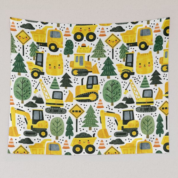 Item preview, Cute Diggers with Smiley Faces Seamless Pattern designed and sold by Piotrek0001.