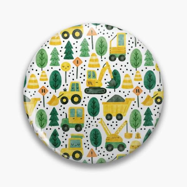 Item preview, Yellow Construction Trucks and Smiley Trees Pattern designed and sold by Piotrek0001.