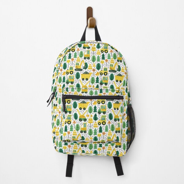 Item preview, Yellow Construction Trucks and Smiley Trees Pattern designed and sold by Piotrek0001.