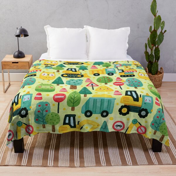 Item preview, Cartoon Construction Trucks on Light Yellow Pattern designed and sold by Piotrek0001.