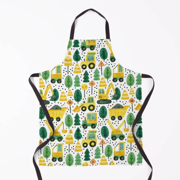 Item preview, Yellow Construction Trucks and Smiley Trees Pattern designed and sold by Piotrek0001.