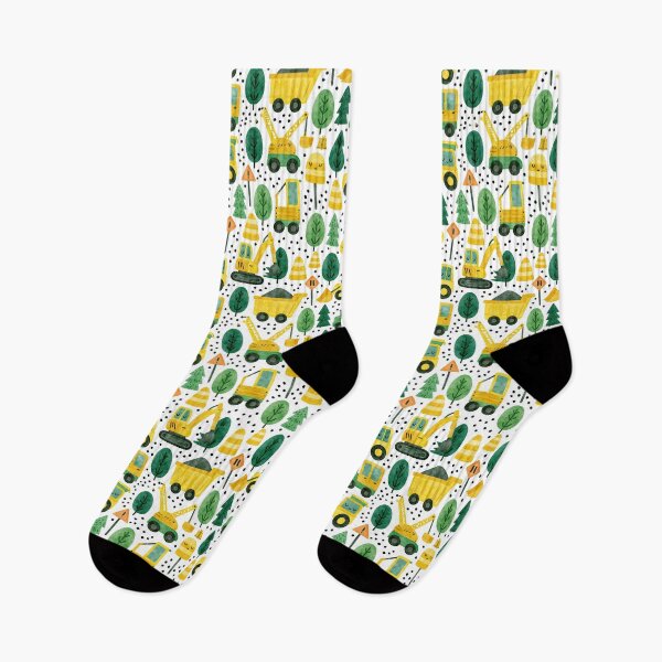 Item preview, Yellow Construction Trucks and Smiley Trees Pattern designed and sold by Piotrek0001.