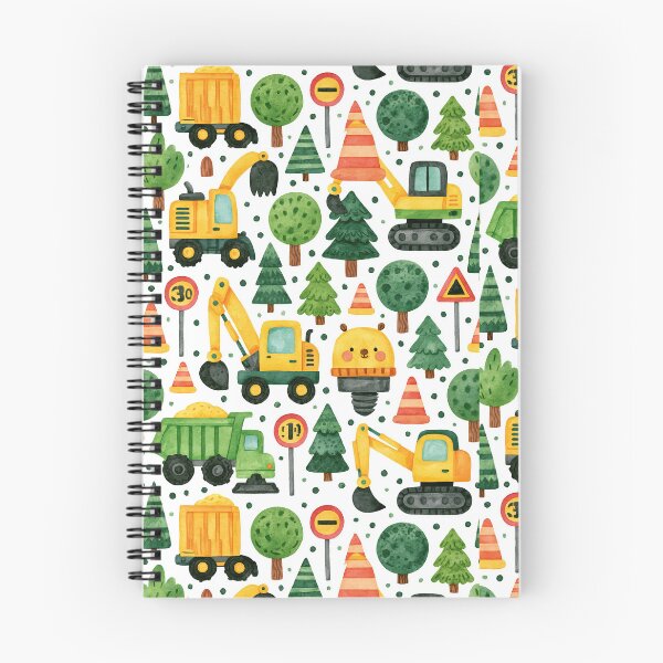 Aperçu de l'œuvre Motif de papier peint pour chambre d'enfant : pelleteuses et camions-bennes créée et vendue par Piotrek0001.