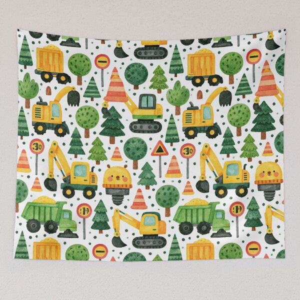 Item preview, Diggers and Dump Trucks Nursery Wallpaper Pattern designed and sold by Piotrek0001.