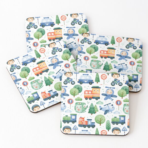 Item preview, Cute Blue Airplanes and Police Cars Seamless Pattern designed and sold by Piotrek0001.