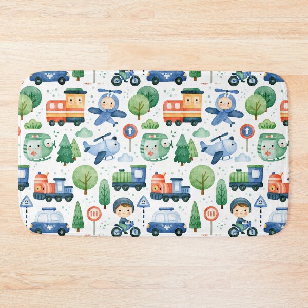 Item preview, Cute Blue Airplanes and Police Cars Seamless Pattern designed and sold by Piotrek0001.