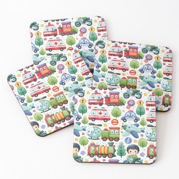 Item preview, Ambulance Fire Truck and Helicopter Kids Pattern designed and sold by Piotrek0001.