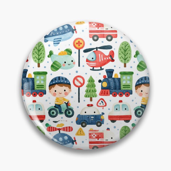 Item preview, Fire Engine and Police Helicopter Watercolor Pattern designed and sold by Piotrek0001.