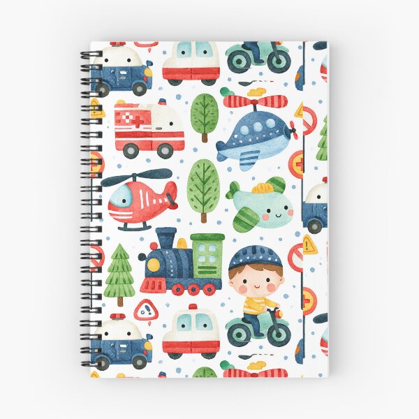 Item preview, Fire Engine and Police Helicopter Watercolor Pattern designed and sold by Piotrek0001.