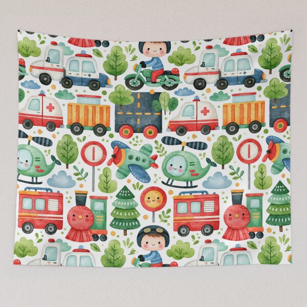 Item preview, Emergency Vehicles and Red Train Nursery Pattern designed and sold by Piotrek0001.