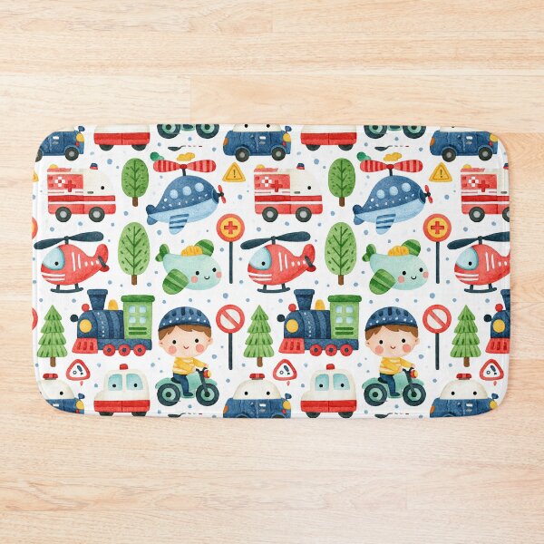 Item preview, Fire Engine and Police Helicopter Watercolor Pattern designed and sold by Piotrek0001.