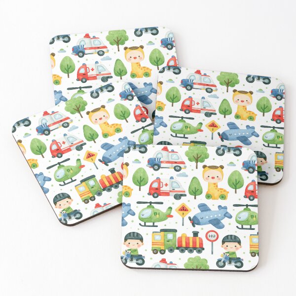 Item preview, Cute Rescue Vehicles and Firefighter Kids Pattern designed and sold by Piotrek0001.