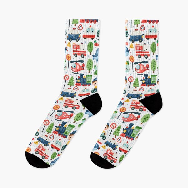 Item preview, Fire Engine and Police Helicopter Watercolor Pattern designed and sold by Piotrek0001.