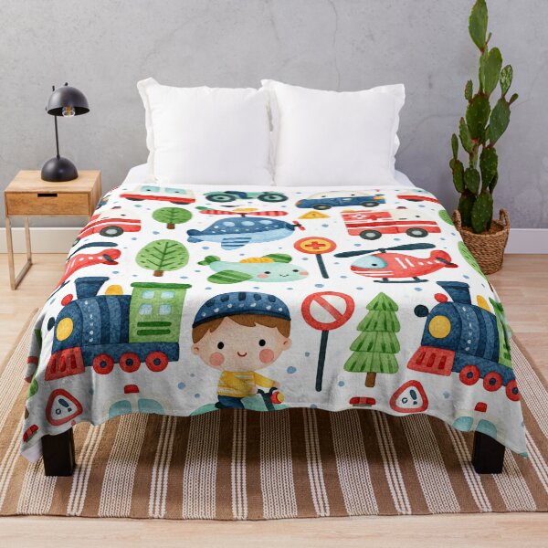 Item preview, Fire Engine and Police Helicopter Watercolor Pattern designed and sold by Piotrek0001.