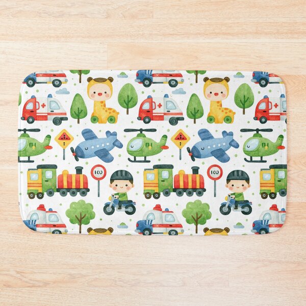 Item preview, Cute Rescue Vehicles and Firefighter Kids Pattern designed and sold by Piotrek0001.