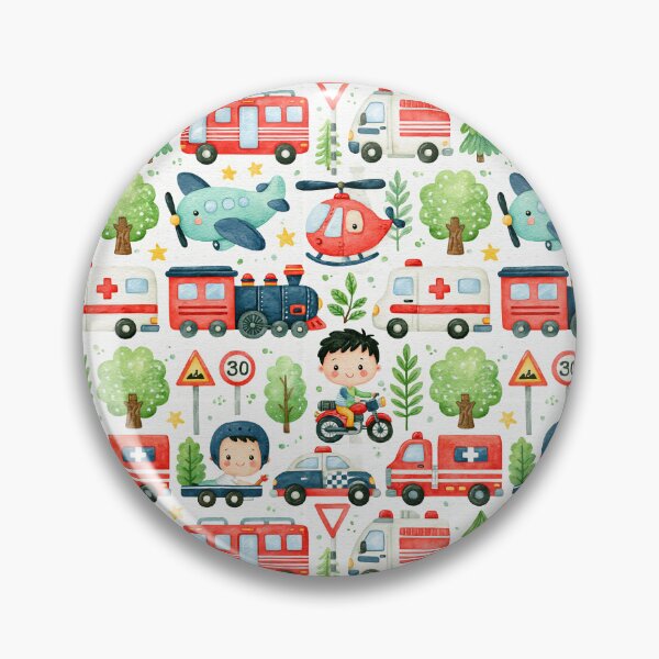 Item preview, Ambulance and Red Fire Truck Seamless Boy Pattern designed and sold by Piotrek0001.