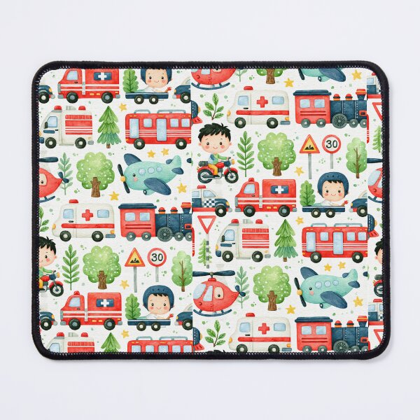 Item preview, Ambulance and Red Fire Truck Seamless Boy Pattern designed and sold by Piotrek0001.