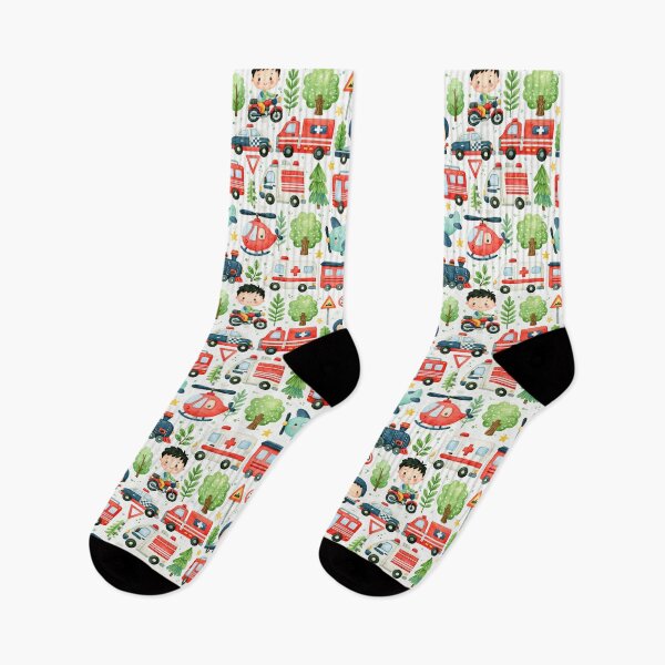 Item preview, Ambulance and Red Fire Truck Seamless Boy Pattern designed and sold by Piotrek0001.