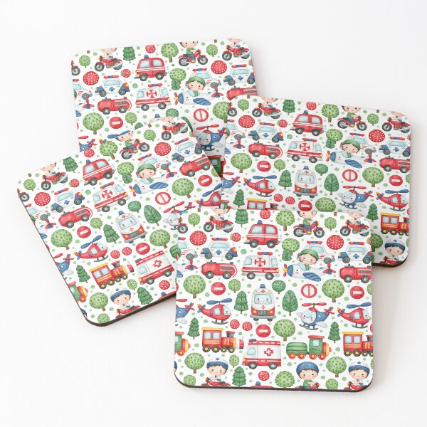 Item preview, Dense Emergency Vehicles and Signs Nursery Pattern designed and sold by Piotrek0001.
