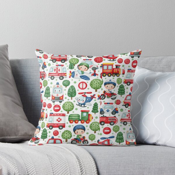 Item preview, Dense Emergency Vehicles and Signs Nursery Pattern designed and sold by Piotrek0001.