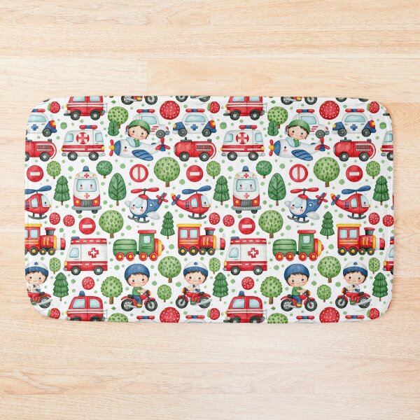 Item preview, Dense Emergency Vehicles and Signs Nursery Pattern designed and sold by Piotrek0001.