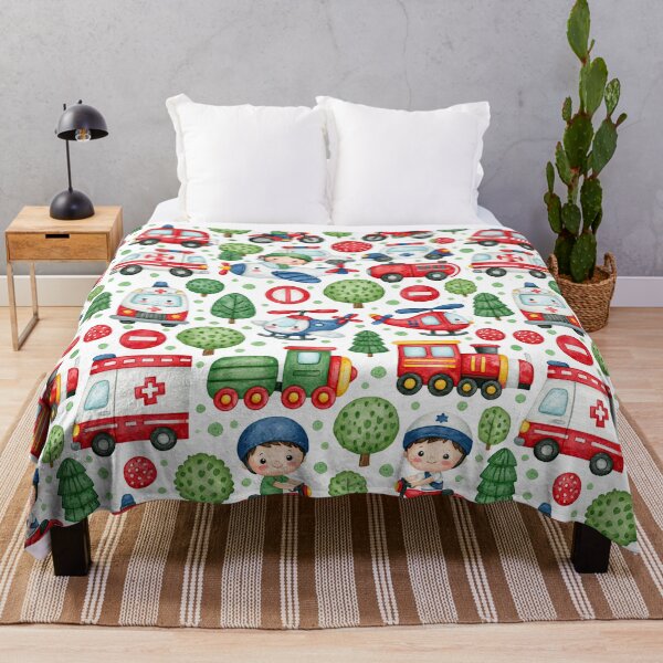 Item preview, Dense Emergency Vehicles and Signs Nursery Pattern designed and sold by Piotrek0001.