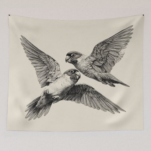 Item preview, A pair of Lovebirds in mid-flight, Birds in Motion designed and sold by CDC40.