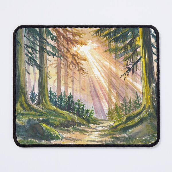 Item preview, Black Forest Sunlight Painting – Germany Woodland Light Rays Art Print, Nature Wall Art, Calm Gift designed and sold by artshop77.