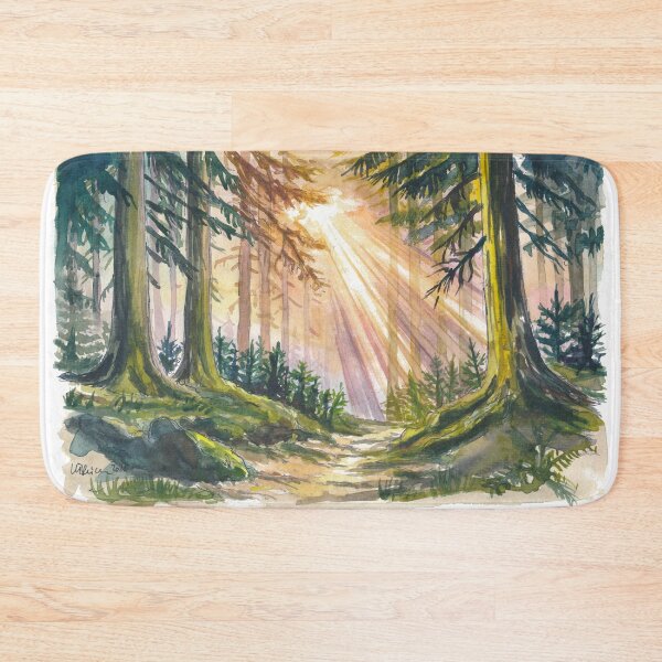 Item preview, Black Forest Sunlight Painting – Germany Woodland Light Rays Art Print, Nature Wall Art, Calm Gift designed and sold by artshop77.