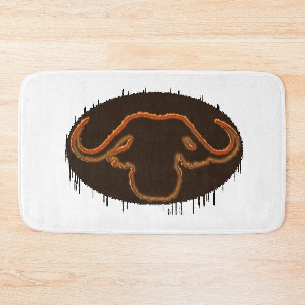 Item preview, Water Buffalo Outline in Orange on Brown Oval designed and sold by pixperienz4u.