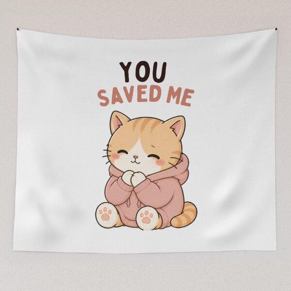 Item preview, You Saved Me Cat | Cute Kawaii Aesthetic | Rescue Cat Design designed and sold by The Mood Index.