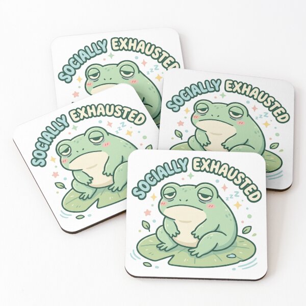 Item preview, Socially Exhausted Frog Sticker | Introvert Life designed and sold by CutePlix.