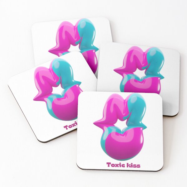 Item preview, Toxic Kiss 3D Liquid Chrome Pink Teal Aesthetic designed and sold by Rawafi Art Studio.