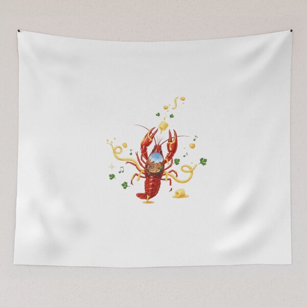 Item preview, Red Crawfish Cartoon Celebration Scene designed and sold by AbanoubStore.